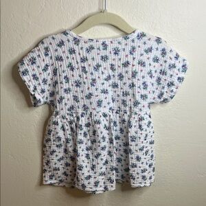 Toddler Floral Dress - White with Blue and Green Accents